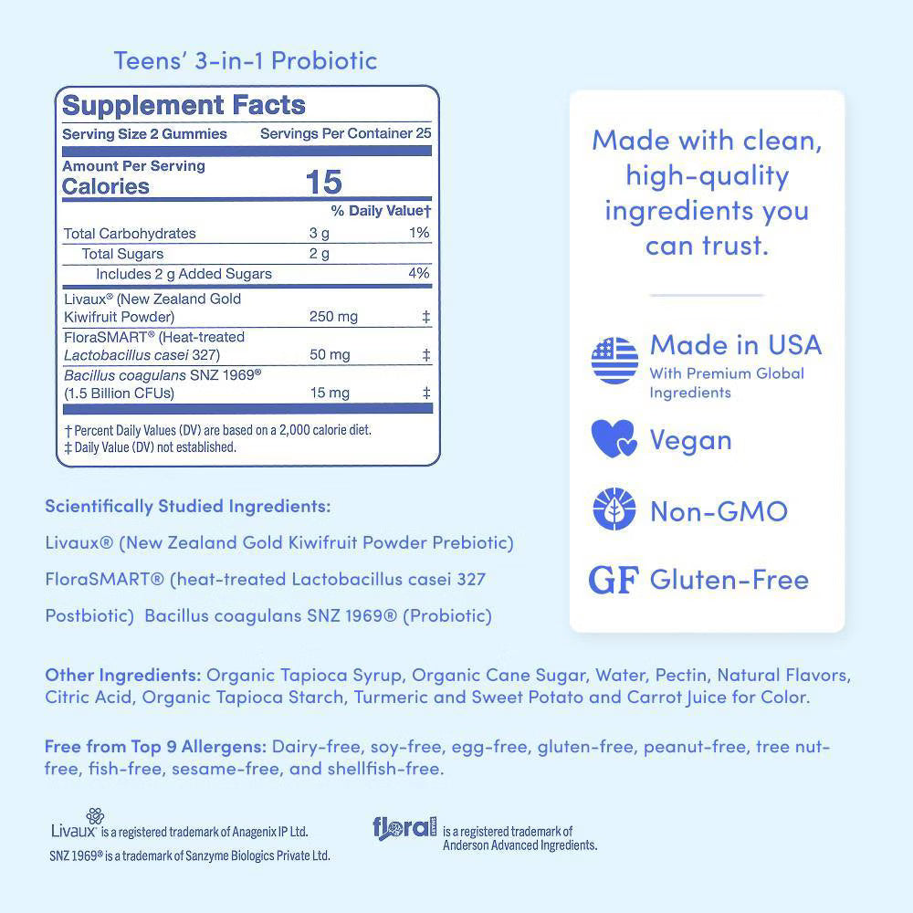 A product information card for Livexus Teens&
