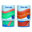 The Women's Wellness Starter Pack includes two colorful jars, each with 60 gummies: a women’s multivitamin with superfoods and a tribiotic blend of prebiotics, postbiotics, and women’s probiotics.