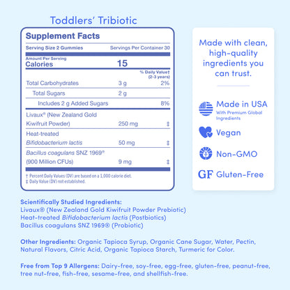 Supplement facts label for Toddlers&