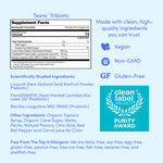 Teens' 3-in-1 Pre+ Post+ Probiotic gummy supports teen digestive health and immunity. Clean, vegan, non-GMO, gluten-free, allergen-free, Purity Awarded. Blue and white design.