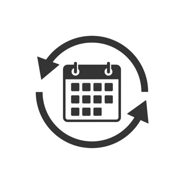 The Subscribe & Save icon shows a black calendar with two circular arrows, symbolizing recurring events, on a light gray background.