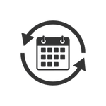 The Subscribe & Save icon shows a black calendar with two circular arrows, symbolizing recurring events, on a light gray background.