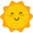 Cartoon sun with a smiling face on a white background
