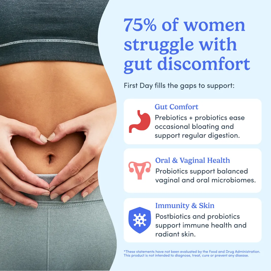 An informational marketing graphic with a photo of a woman&