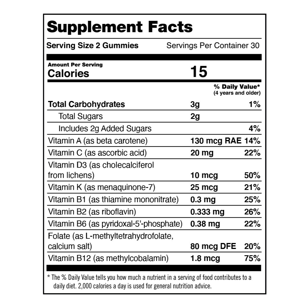 Kids Multivitamin Supplement Facts